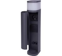 Novatool Borne d'éclairage avec prise de courant double Anthracite ronde avec cache IP44 Prise de courant extérieure Prise de courant extérieure Colonne de prises de courant Jardin Tour de prises de c