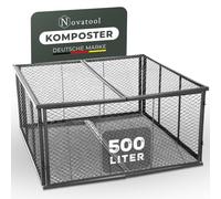 Novatool Composteur de jardin en métal 100 x 100 x 50 cm + couvercle et sol, avec système d'emboîtement extensible, composteur en métal revêtu par pulvérisation d'un volume de 500 l, boîte de compost