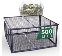 Novatool Composteur de jardin en métal 100x100x50 cm + couvercle et fond, avec système d'emboîtement extensible, composteur en métal peint par poudrage de 500 litres, compost en fil métallique Caisse