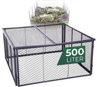 Novatool Composteur de jardin en métal 100x100x50 cm + couvercle ou fond, avec système d'emboîtement extensible, composteur en métal peint par poudrage de 500 litres, compost en fil métallique Caisse 