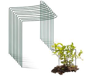 Novatool Lot de 10 tuteurs d'arbustes semi-circulaires en métal - 40 cm de diamètre - 35 cm de haut - Vert support de vivaces support de fleurs plante grimpante support de plantes support de fleurs
