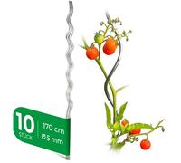 Novatool Lot de 10 tuteurs en métal pour tomates 170 cm x 5 mm Ø Tuteurs en spirale pour tomates galvanisés Tuteur pour tomates Tuteur de plantes Tuteur en métal Tuteur pour tomates Support de