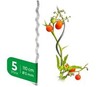 Novatool Lot de 5 tuteurs en métal pour tomates 110 cm x 5 mm Ø Tuteurs à tomate en spirale galvanisés Tuteur de plante pour tomates 110 cm Tuteur pour tomates Support de plantation pour tomates