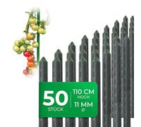 Novatool Lot de 50 tuteurs de 110 cm verts 11 mm - Tubes métalliques gainés de plastique, tuteurs pour plantes, tuteur pour concombres, tomates pour plantes grimpantes, porte-fleurs, tuteur 110 cm