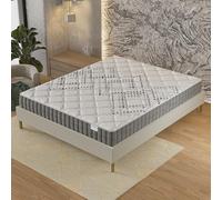 NOVEMBER- Ensemble Matelas + sommier (120 x 190cm)- Matelas Eliha Ressorts ensachés & Mousse Haute Densité d’épaisseur 20cm + Sommier Bois Stable & Robuste revêtement Tissu Blanc