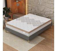 NOVEMBER- Ensemble Matelas + sommier - 140 x 200cm - Matelas Errakis Ressorts ensachés & Mousse Haute Densité d’épaisseur 28cm + Sommier Bois Stable & Robuste revêtement Tissu Gris