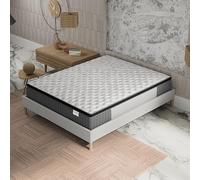 NOVEMBER- Ensemble Matelas + sommier (160 x 200cm)- Matelas Elekctra Ressorts ensachés & mémoire de Forme d’épaisseur 30cm + Sommier Bois Stable & Robuste revêtement Tissu Blanc