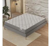 NOVEMBER- Ensemble Matelas + sommier (160 x 200cm) - Matelas Sirius Latex Naturel & Mousse Haute Densité d’épaisseur 22cm + Sommier Bois Stable & Robuste revêtement Tissu Gris