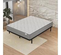 NOVEMBER Ensemble Matelas + Sommier - Matelas Mousse Mémoire de Forme d’épaisseur 16cm + Sommier lit, à Lattes en Bois, Cadre en métal (140 x 190 cm)