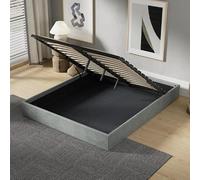 NOVEMBER Lit Coffre 120x190cm, Sommier à Lattes en Bois Flexible, Cadre en Tissu Vert, lit Stable et Solide. Grand Espace de Rangement en Dessous.