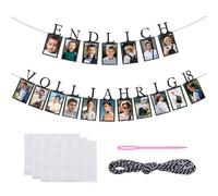 Noviatrix 18 Happy Birthday Decoration, Banderole Joyeux Anniversaire, Photo Suspendable Guirlande Happy Birthday, pour Cérémonies Adultes, Fêtes d'anniversaire, Fêtes de Fin D'Études (Noir)