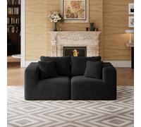 Novilla 180 cm Canapé d'angle Modulable, Convertible 2 Places Compressé | Smarts Coil® Ressorts Indépendants sans Montage en Velours Côtelé pour Salon avec 4 Coussins