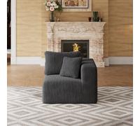 Novilla Canapé d'angle Modulable avec Accoudoir à Droite | Smarts Coil® Ressorts Indépendants sans Montage en Velours Côtelé pour Salon, avec 2 Coussins, 90x90x65cm