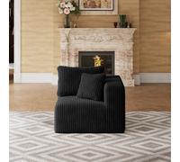 Novilla Canapé d'angle Modulable avec Accoudoir à Droite | Smarts Coil® Ressorts Indépendants sans Montage en Velours Côtelé pour Salon, avec 2 Coussins, 90x90x65cm