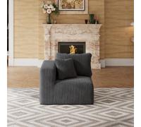 Novilla Canapé d'angle Modulable avec Accoudoir à Gauche | Smarts Coil® Ressorts Indépendants sans Montage en Velours Côtelé pour Salon, avec 2 Coussins, 90x90x65cm