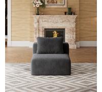 Novilla Canapé d'angle Modulable sans Accoudoirs | Smarts Coil® Ressorts Indépendants sans Montage en Velours Côtelé pour Salon, avec 1 Coussin, 90x90x65cm
