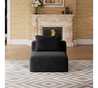 Novilla Canapé d'angle Modulable sans Accoudoirs | Smarts Coil® Ressorts Indépendants sans Montage en Velours Côtelé pour Salon, avec 1 Coussin, 90x90x65cm