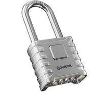 NOVLOCK Cadenas à code robuste - anse longue de 5,9 cm - cadenas extérieur étanche à 4 chiffres pour portails, clôtures, abris, rangements, casiers et armoires - lot de 1, argenté