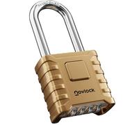 NOVLOCK Cadenas à code robuste - anse longue de 5,9 cm - cadenas extérieur étanche à 4 chiffres pour portails, clôtures, abris, rangements, casiers et armoires - lot de 1, doré
