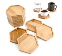 Novocloud 12 Pièces Petit Plateau en Bois Dessous de Verre Vides en Bambou Dessous de Verre en Mosaïque Kit sous Verre pour Bricolage, Plantes, Gobelets, Bougies, Fournitures de Mosaïque DIY