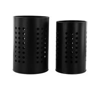 Novocloud 2 Pièces Porte-ustensiles de Cuisine Panier à Couverts Rangement Pot Ustensile Porte-couverts en Acier Inoxydable pour Cuillère Couteau Fourchette, 16.5 x 10 cm et 18 x 12 cm (Noir)