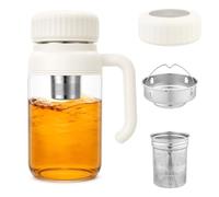 Novocloud Bouteille D'eau 1L en Verre Borosilicate, Bouteille D'eau Anti Fuite Sans BPA avec Filtre Et Couvercle, Gourde avec Boissons Chaudes et Froides, Idéale pour Voyages Sport Yoga Gym