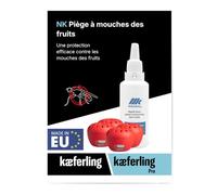 Novokill 4X Piège Moucherons Fruits + 100ml Appât - Piège Mouche de Fruits Cuisine - Fruit Fly Trap - Réutilisable - Action Longue durée