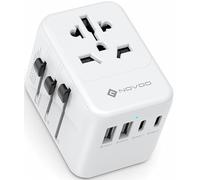 NOVOO Adaptateur de Voyage Universel Adaptateur Prise Universelle PD 21W avec 2 USB et 2 Type C Adaptateur Universel France vers USA UK Allemagne Australie Chine Japon
