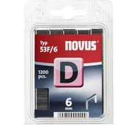 Novus D 53 F agrafes en fil plat emballage transparent avec 1200 agrafes du type 53 F/6, idéale pour fixer des films, des etiquettes, du papier ou du carton, Gris, 6 mm