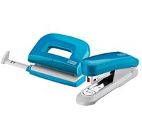 Novus Set de Bureau (agrafeuse E 15 avec perforatrice E 210, 1000 agrafes n° 10) Bleu pétrole