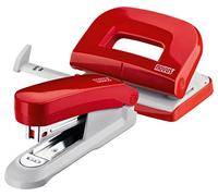 Novus Set de bureau (agrafeuse E 15 avec perforatrice E 210, 1000 agrafes n° 10) Rouge