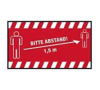 Novus Tapis de signalisation « Distance retenue 1,5 m » (Format Paysage 150 x 85 cm) Rouge avec écriture Blanche.