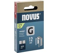 NOVUS TOOLS Agrafes en fil plat 12 mm de type 11, 600 pièces, agrafes galvanisée pour la fixation de films plastiques, bardeaux bitumés, étiquettes, papier, contrecollages en alu