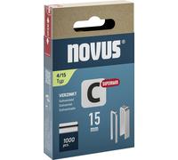 NOVUS TOOLS Agrafes à dos étroit de type 4, longueur 15 mm,1000 pièces | Agrafes galvanisées pour la fixation de bois profilé, de treillis métalliques et de panneaux de fibres de bois
