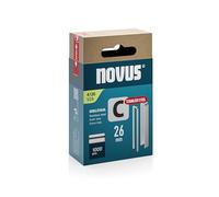 NOVUS TOOLS Agrafes à dos étroit en acier inoxydable, 26 mm, 1000 pièces | Pour une utilisation à l’extérieur | Fixation de bois profilé, de treillis métalliques et de panneaux de fibres de bois