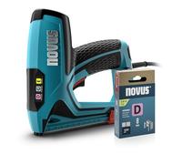 NOVUS TOOLS Agrafeuse électrique J-151 Kit avec 1200 agrafes | Agrafeuse et cloueuse pour agrafes en fil plat 6-14 mm et clous 16 mm │ Avec réglage électrique de la puissance de frappe