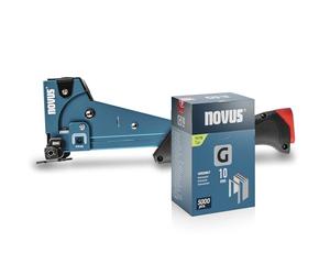 NOVUS TOOLS Agrafeuse marteau J-055 Kit avec 5000 agrafes │ Corps en métal | Agrafeuse professionnelle pour agrafes en fil plat de 6-14 mm │ Grande capacité, plaque d'impact, poignée ergonomique