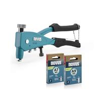 NOVUS TOOLS Pinces à écrous aveugles N-120 avec 40 écrous en aluminium | Pince à écrous à riveter professionnelle avec embouts M4/M5/M6, pour écrous à riveter en aluminium et en acier