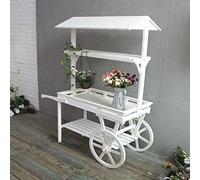 NOWLIN Rétro en Bois Fleur Voiture Fleur Support étagère Magasin de Fleurs décoration présentoir Multi-Fonctionnel Chariot Support adapté pour Balcon fenêtre (White)