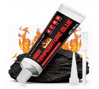 NoxGule 100ml Colle Haute Temperature, Colle Silicone, Silicone Haute Temperature, Colle Joint Poele a Bois, Mastic Refractaire, Convient aux Fours, Cheminées, Plaques de Cuisson (Version Améliorée)