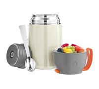 Noxtioanip Boîte Alimentaire Isotherme 650ml, Alimentaire Chaud, Boîtes Alimentaires Isothermes, Boîte Isotherme Repas Chaud Porte-Aliments en Acier Inoxydable à Double Couche, Cuillère, Blanc