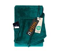 Npluseins Couverture Pull Plaid Femme et Homme 130 x 180 - Doux, indéformable et hypoallergénique - Couverture avec Manches et Poche Ventrale - 1448.2043, pétrole