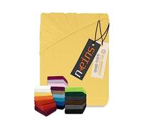 Npluseins Drap Housse 180x200 Jusqu’à 200x200 cm, Drap Housse Coton, 100% Doux, 159.192, Nombreuses Couleurs et Tailles, protège Matelas 180x200- Jaune