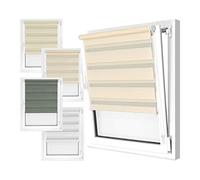 Npluseins Store Jour Nuit sans percage, 60 x 150 cm - Store Enrouleur Double, Disponible en 4 Couleurs et 8 Tailles - Rail de Support Fixe - Installation Facile, crème