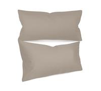 Npluseins Taie Oreiller 40x80 Unie - Lot de 2 Taies d'oreillers 40x80, 100% Coton Doux, Respirantes et Confortables, Design Discret 1154.1498, Beige