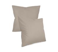 Npluseins Taie Oreiller 80x80 Unie - Lot de 2 Taies d'oreillers 80x80, 100% Coton Doux, Respirantes et Confortables, Design Discret 1154.1498, Beige