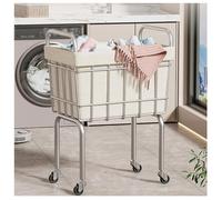 NQNFWCRJ Corbeilles à Linge avec Doubles Poignées Latérales Panier Linge en Tissu Imperméable Amovible avec roulettes Universelles Corbeille à Linge Contient 38L