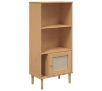 Nqyjm Bibliothèque SENJA Aspect de rotin Marron L358058H | bois massif de pin Étagère sur Pied Meuble de Rangement, Armoire avec Compartiments pour Salon, Bureau, Salle à Manger