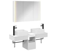 Nqyjm Ensemble d'armoire de Salle de Bain 4 pc Blanc L3406303 | Tiroir, Étagère et Porte, Meuble Toilette Rangement pour Salon, WC Invités, Buanderie, Chambre