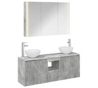 Nqyjm Ensemble d'armoire de Salle de Bain 4 pc Gris béton L3406346 | Tiroir, Étagère et Porte, Meuble Toilette Rangement pour Salon, WC Invités, Buanderie, Chambre
